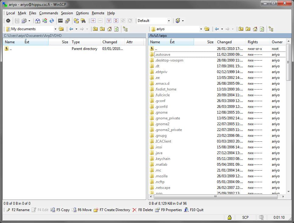 WinSCP interface WinSCP interface