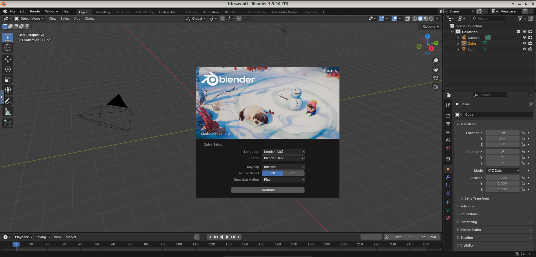 Blender workspace Blender workspace