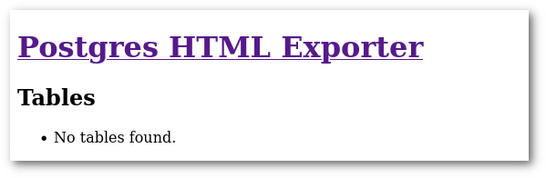 Postgres HTML Exporter