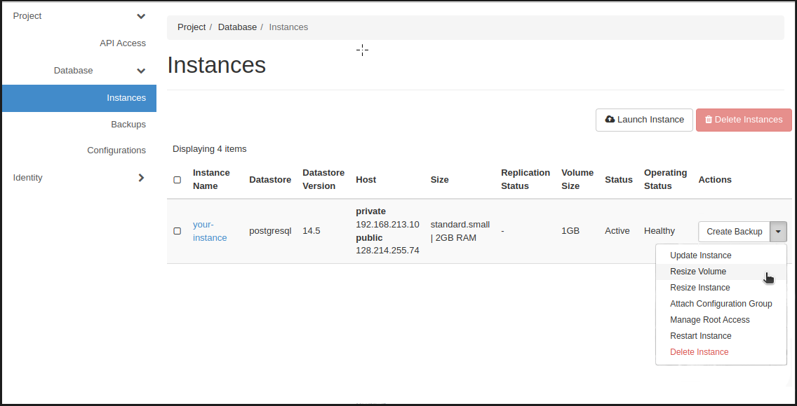 Valitse 'Resize volume'