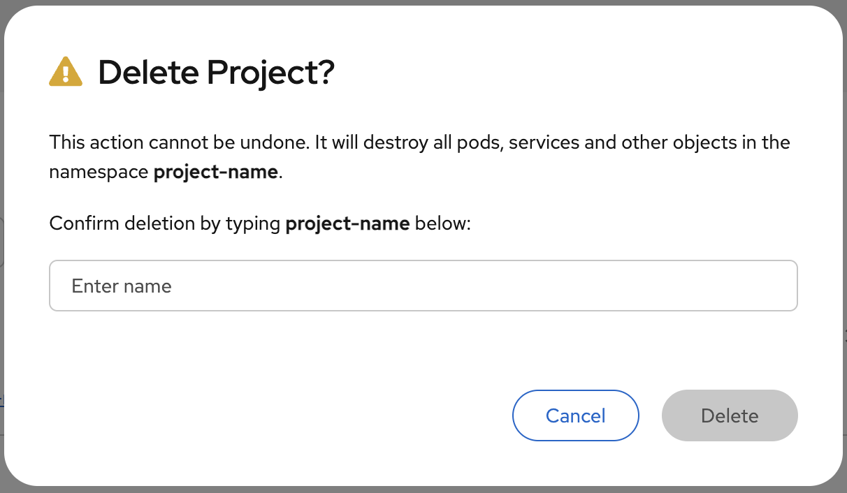 Project name dialog