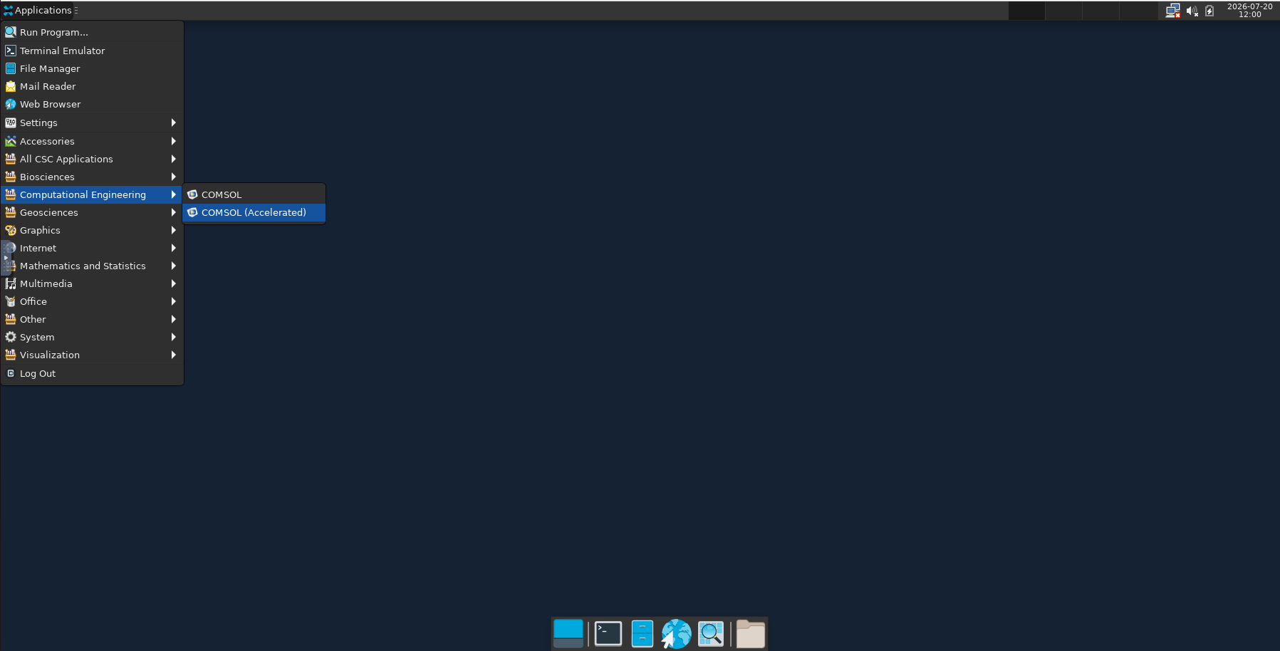 Launching COMSOL in Roihu web interface accelerated desktop