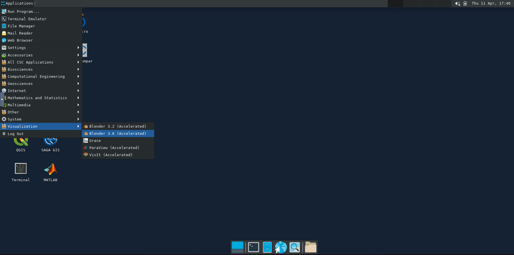 Blenderin käynnistäminen Puhdin selainkäyttöliittymän kiihdytetyllä työpöydällä
