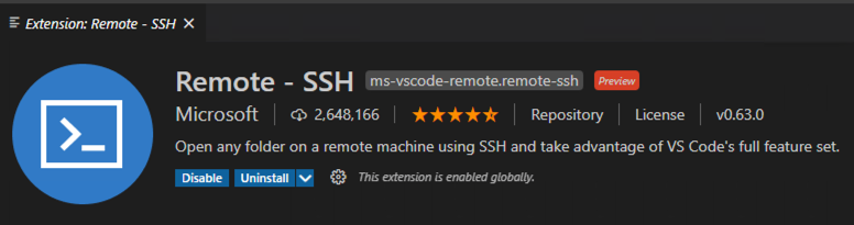 Remote SSH extension in Visual Studio Code