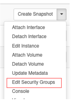 Managing security groups for virtual machine