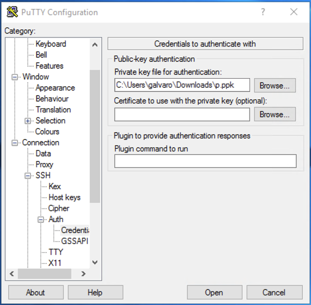 Private key file for authentication